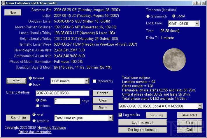 Lunar Calendars and Eclipse Finder 14.21t,Lunar Calendars and Eclipse Finder 14.